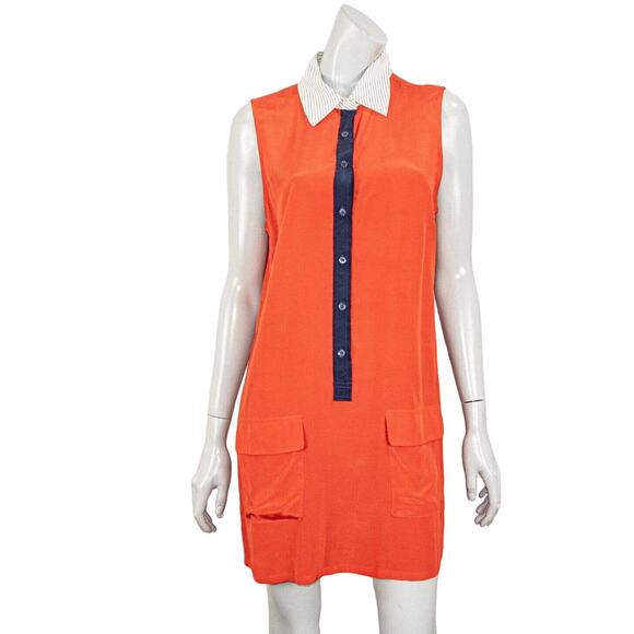 Equipment Femme Lucida Sleeveless Dress in Orange SilkSize Large - Picture 1 of 8